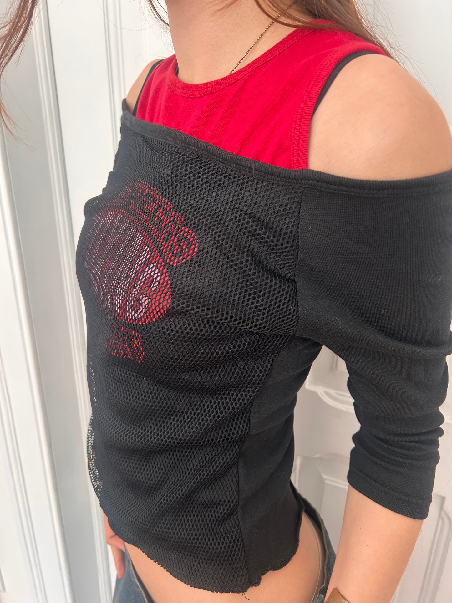 Perfect printed off the shoulder top with layer details size XS