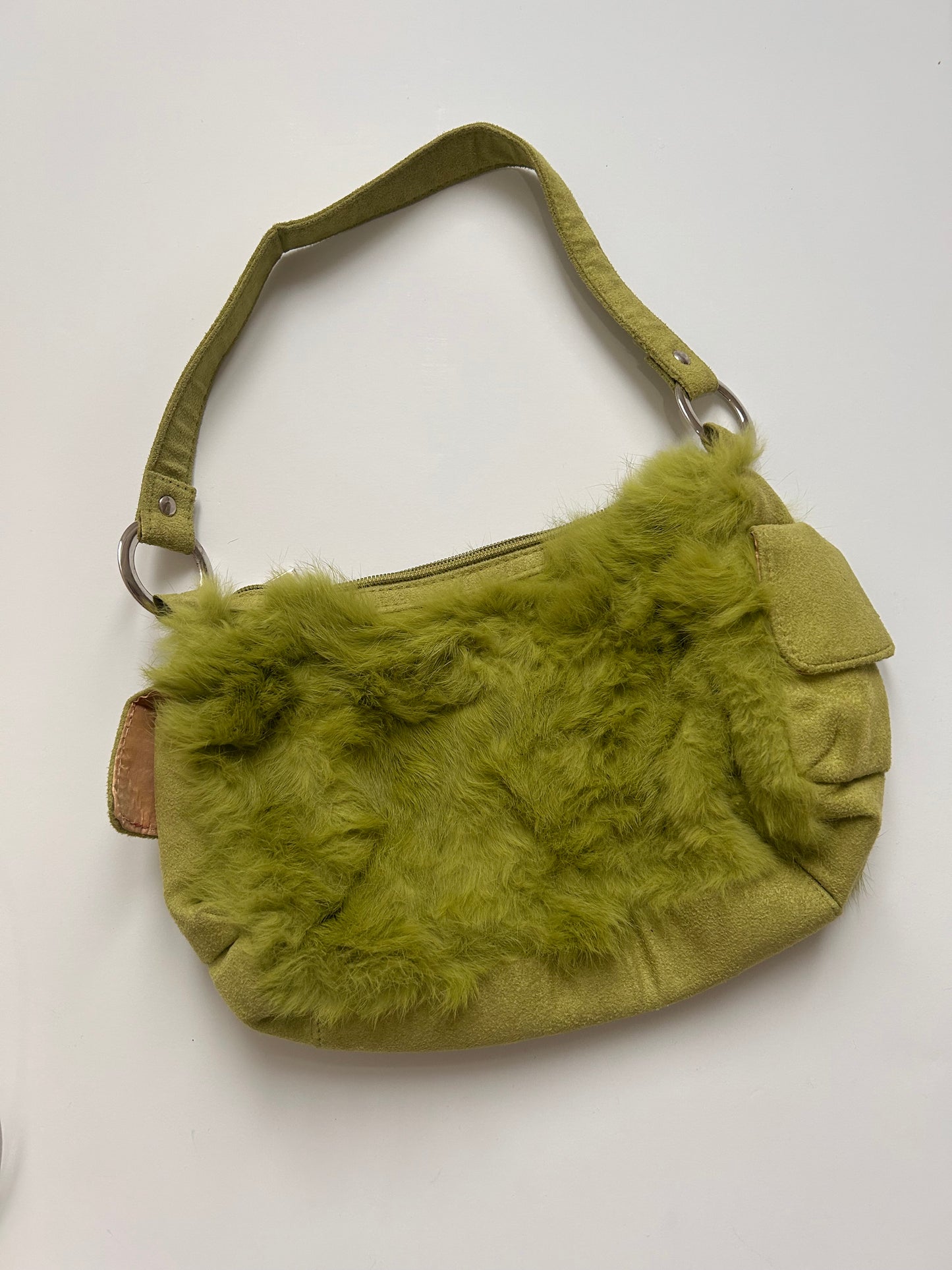 Faux furr green bag