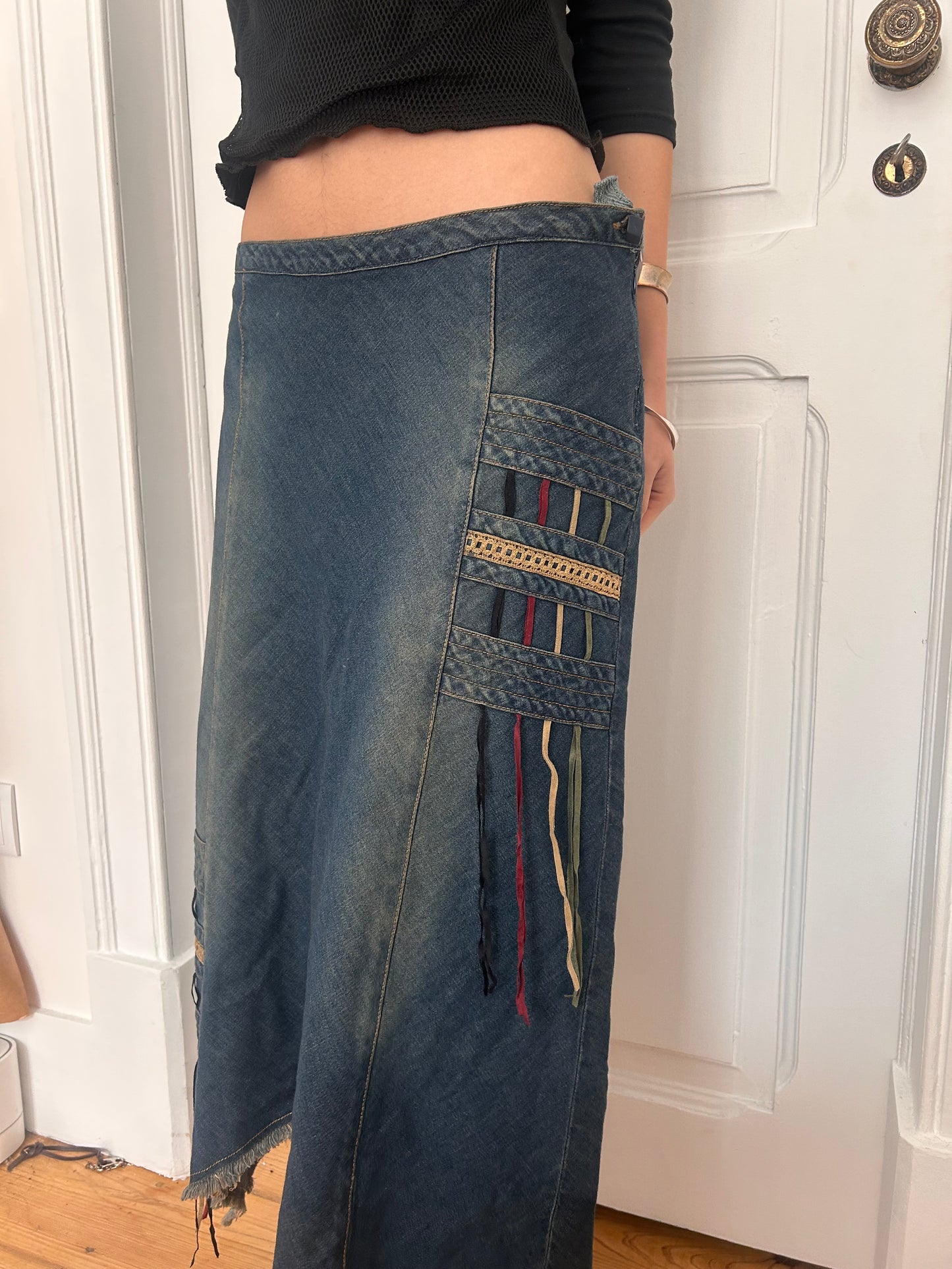 Vintage maxi dark fairy denim skirt size L
