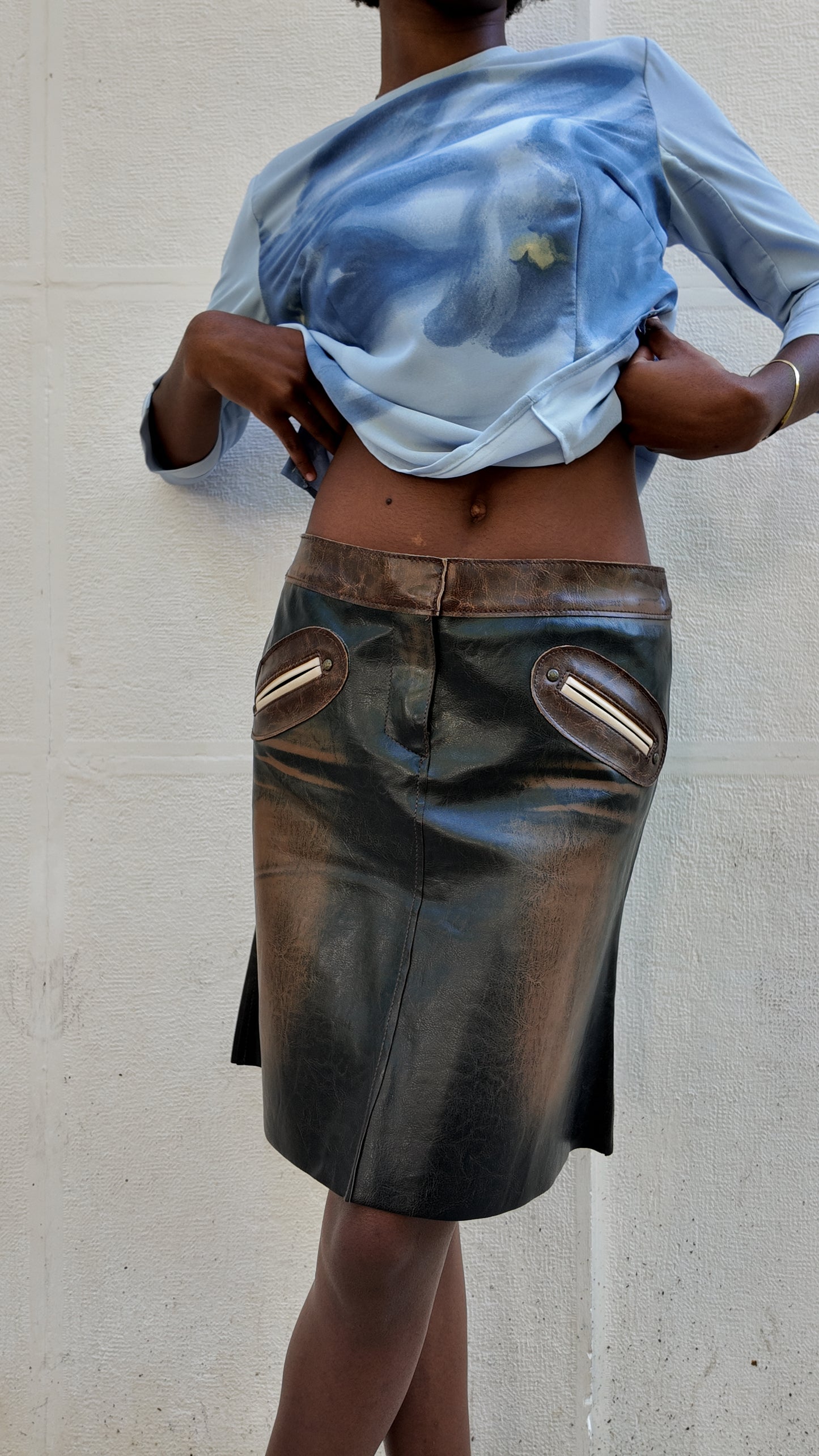 Faux Leather Miss Sixty Midi Skirt size 38