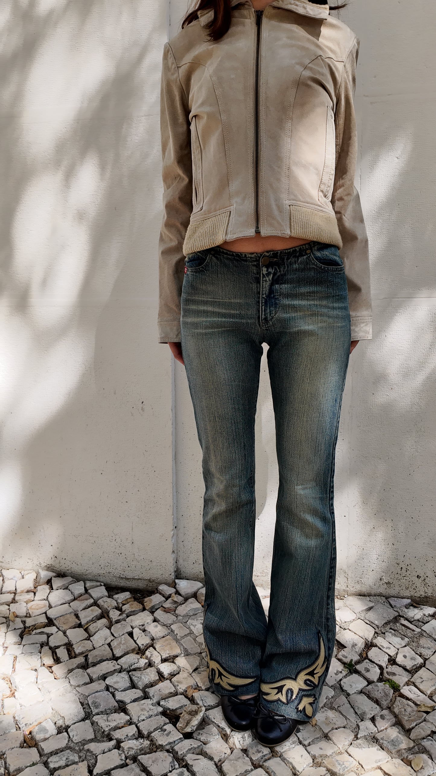 RARE Vintage Leather details miss sixty jeans size 34