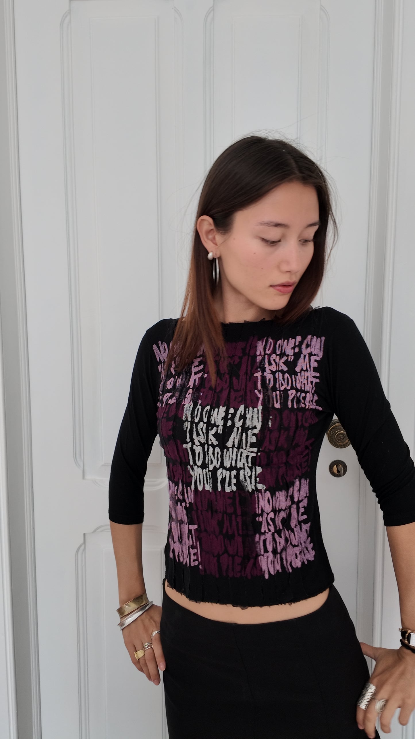 Iconic graphic mid sleeve top size S