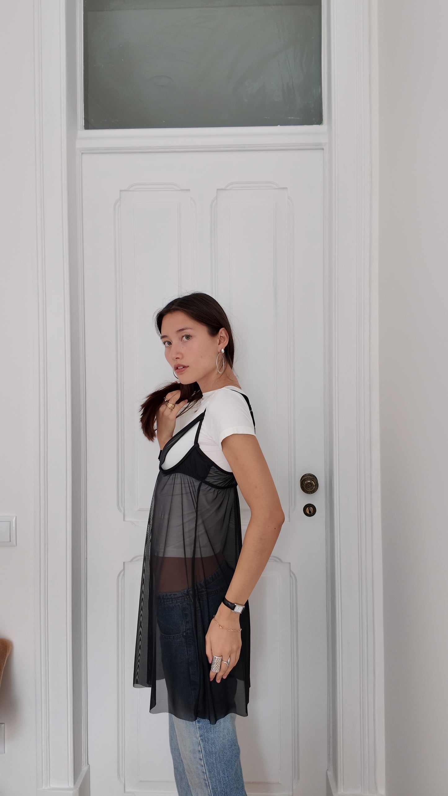 Sheer corset style long top size XS