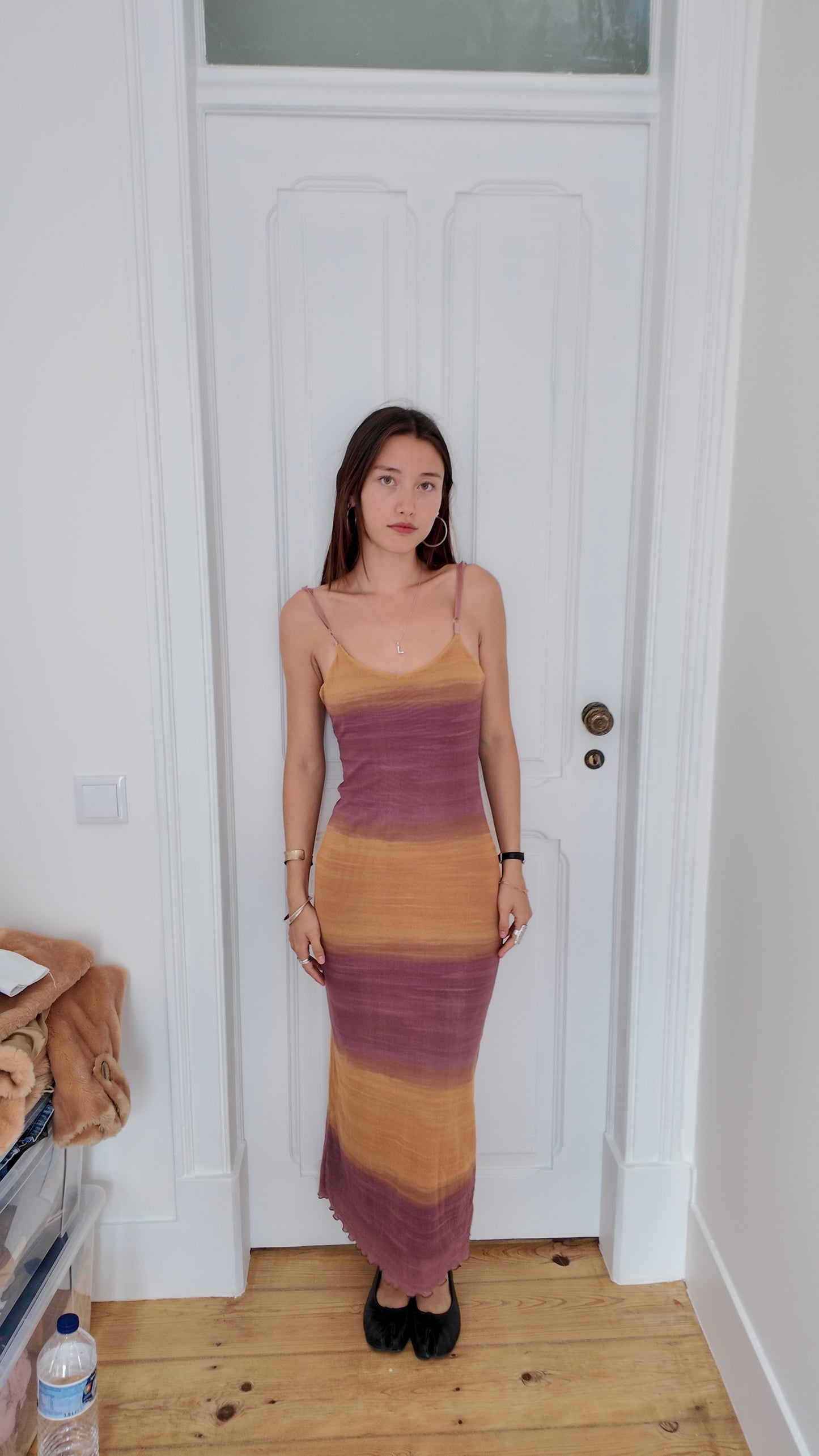 Adorable rusty pink and yellow maxi fairy dress size S