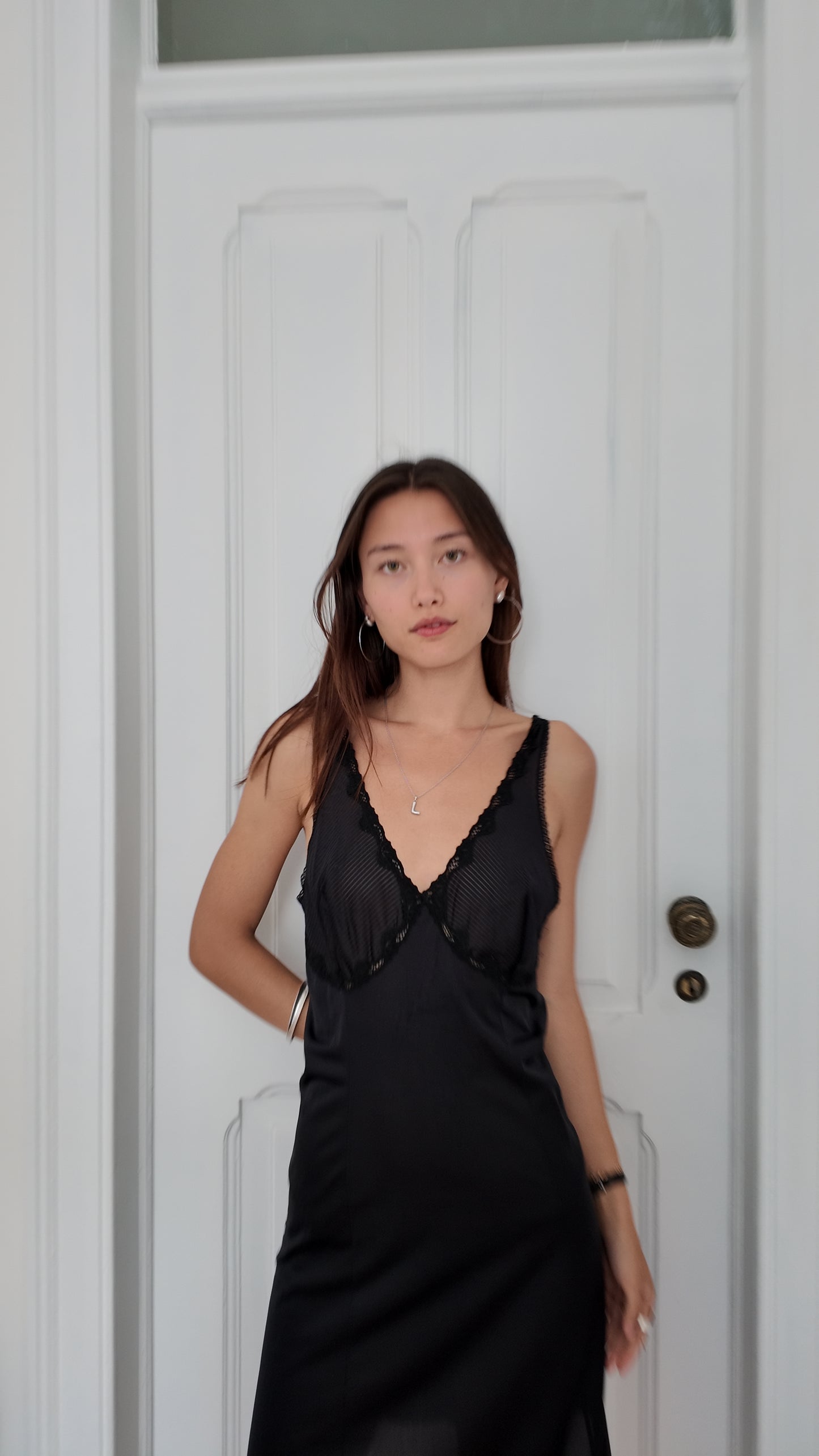 Adorable maxi black slip dress size 38