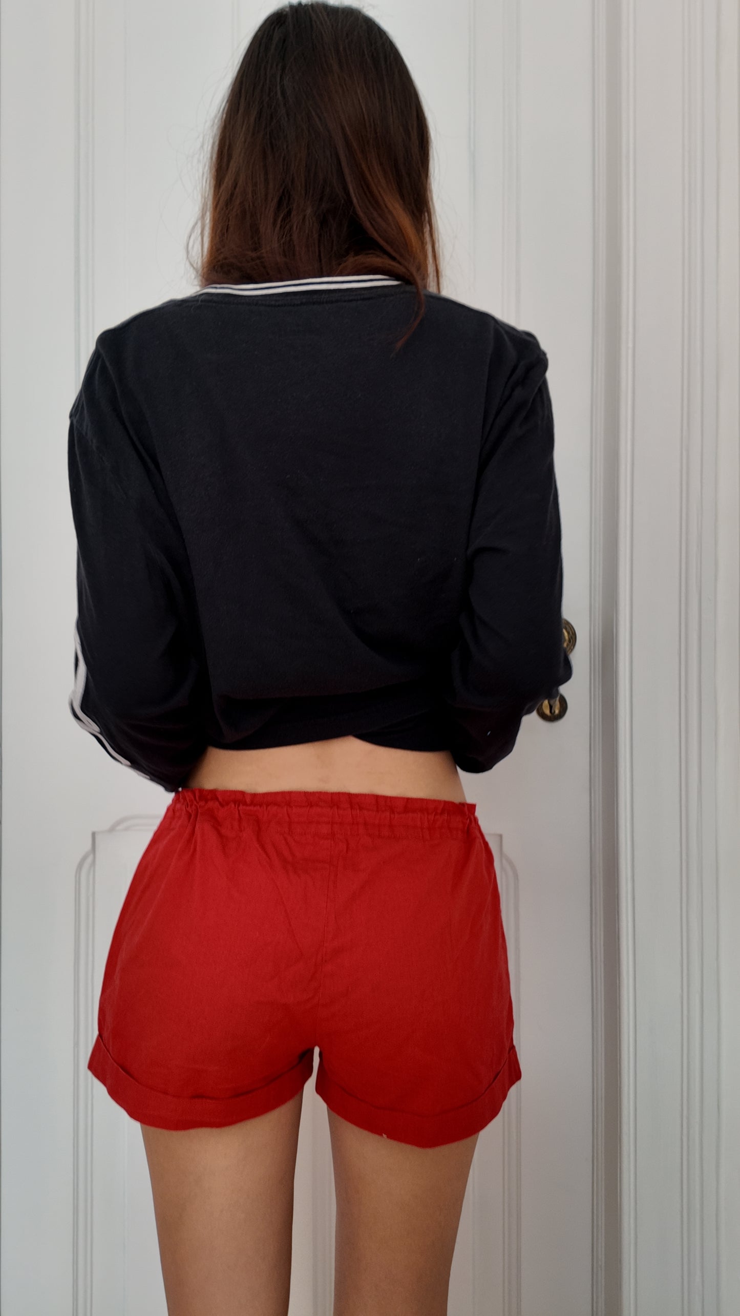 Adorable red mini shorts size 38 adjustable