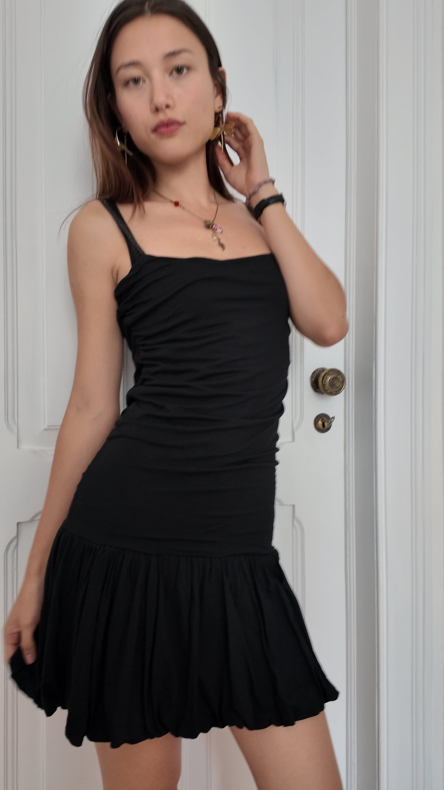 Adorable fairy fitted midi black dress size XS/S