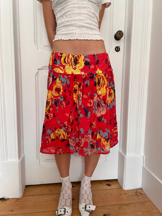 Iconic flower midi skirt size L