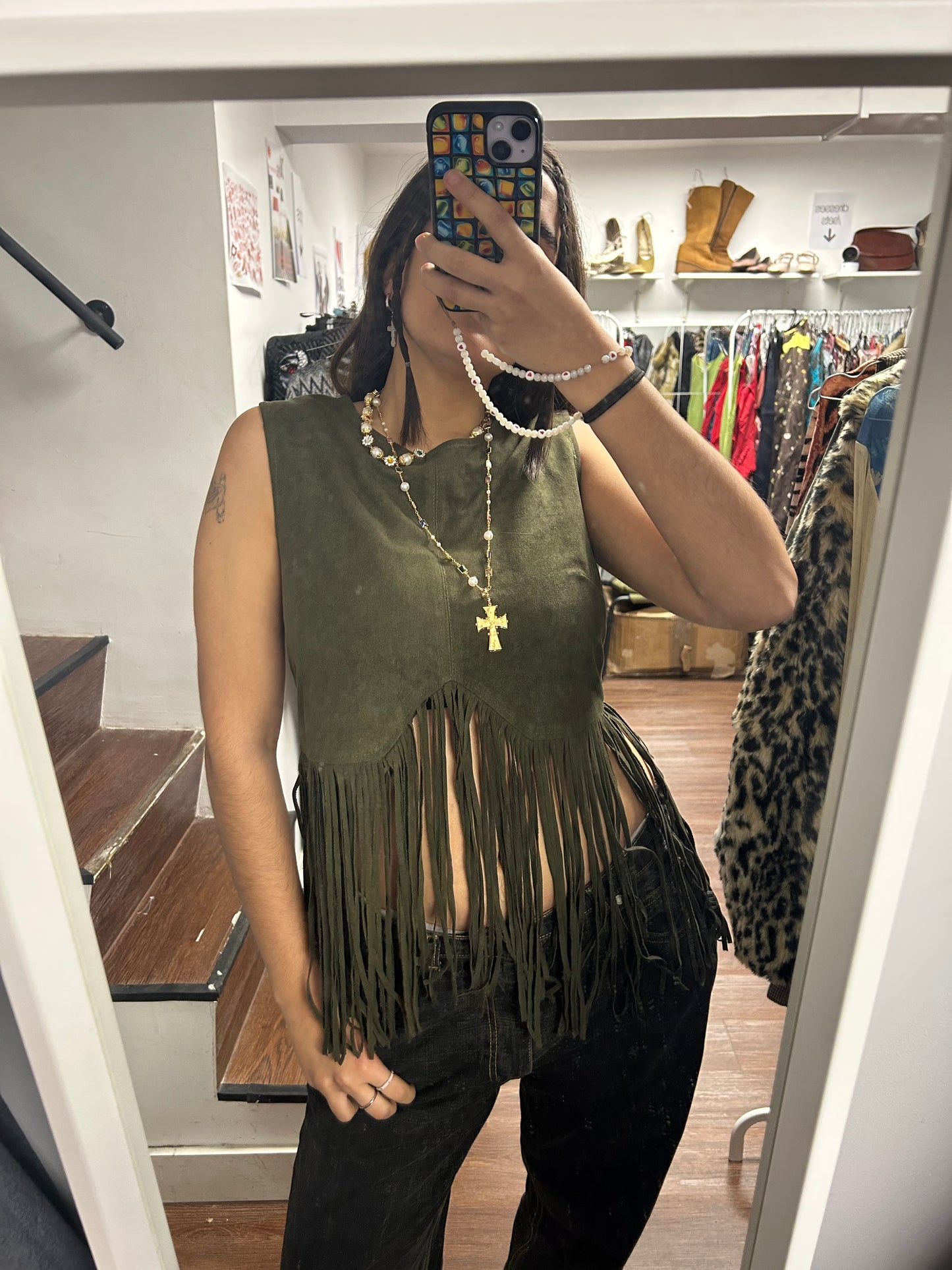 Adorable fringe vest top size S/M