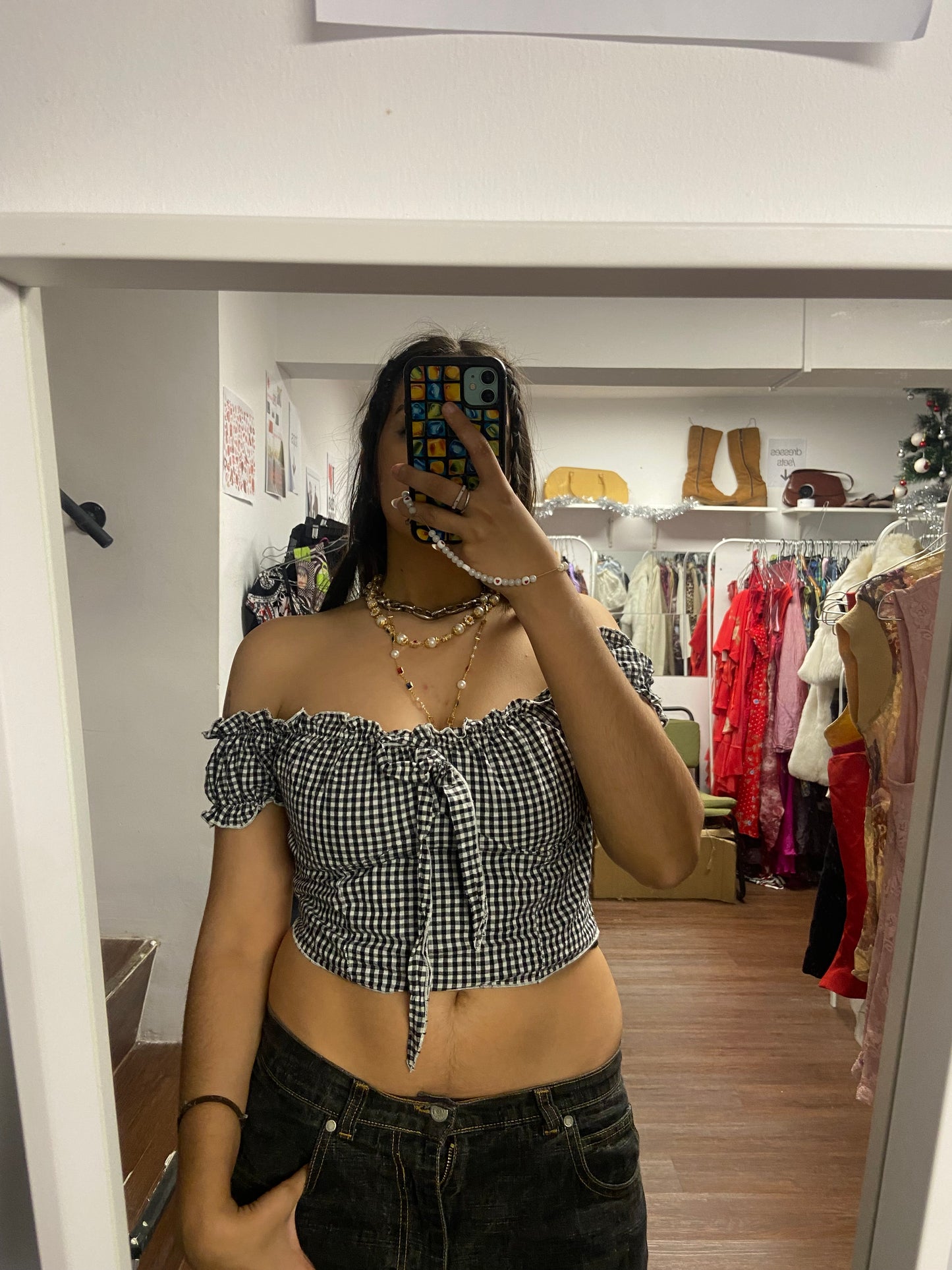 Adorable crop top black and white size XS