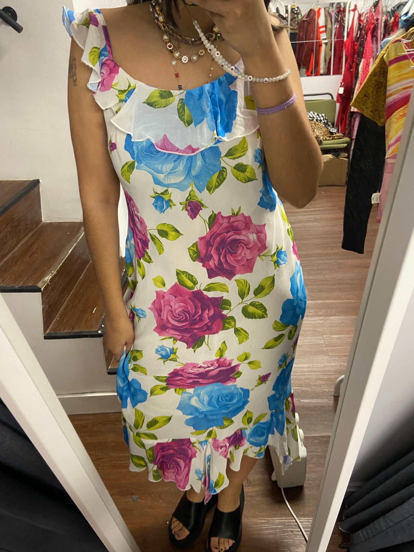 Iconic flower vintage maxi dress size M