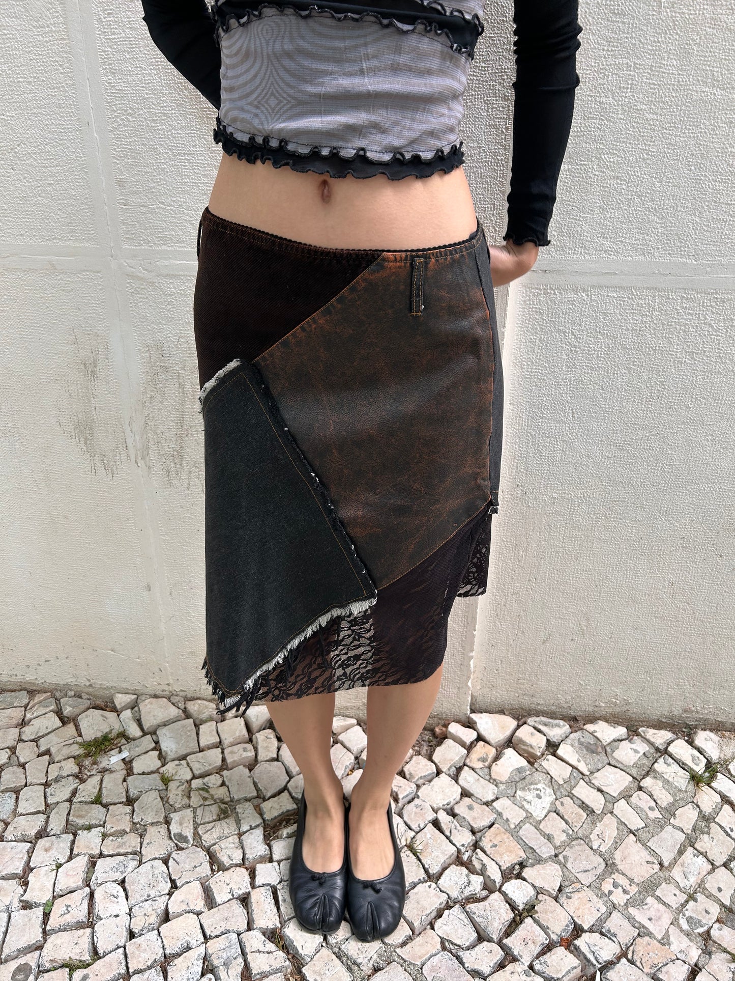 Faux leather midi skirt Size M (marks 42)