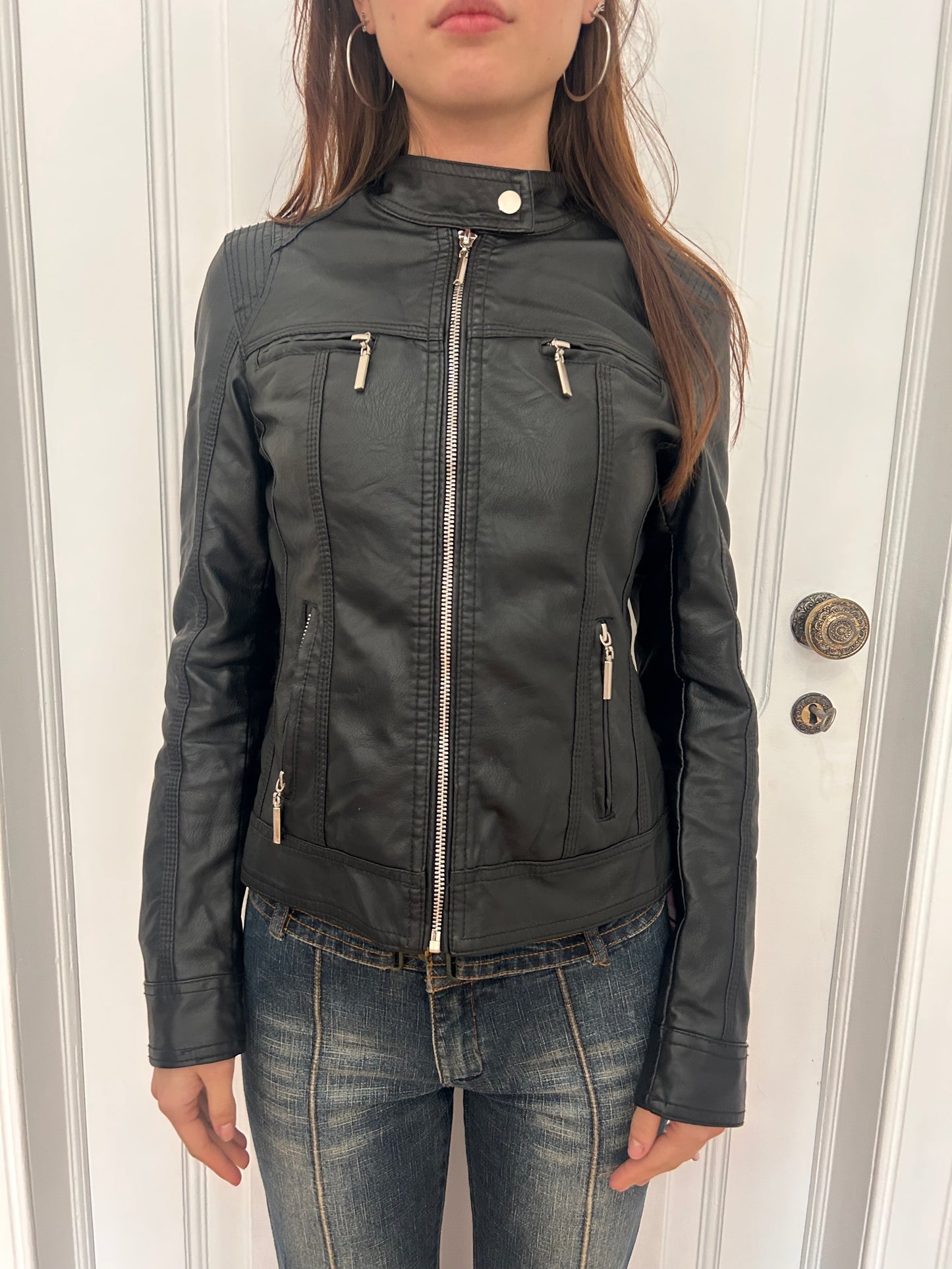 Faux leather jacket size 36 motor style