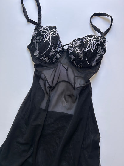 Adorable dark coquette long bustier size S