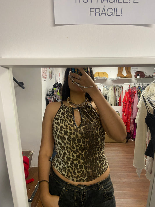 Iconic y2k cheetah top vintage size S