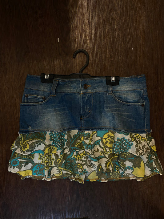 Mini Denim/Floral Skirt