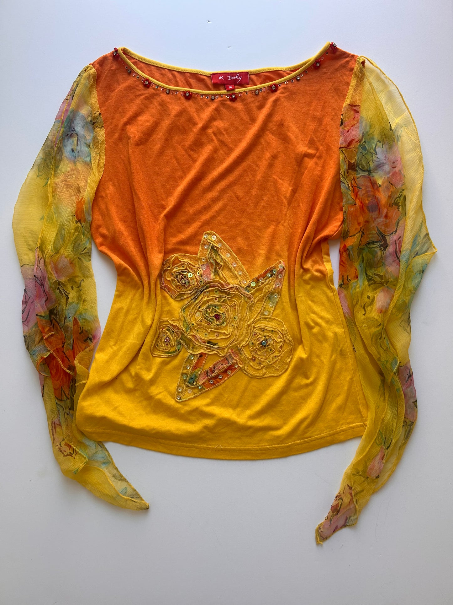 Adorable Multi Colour yellow-orange top with fairy details size M/L