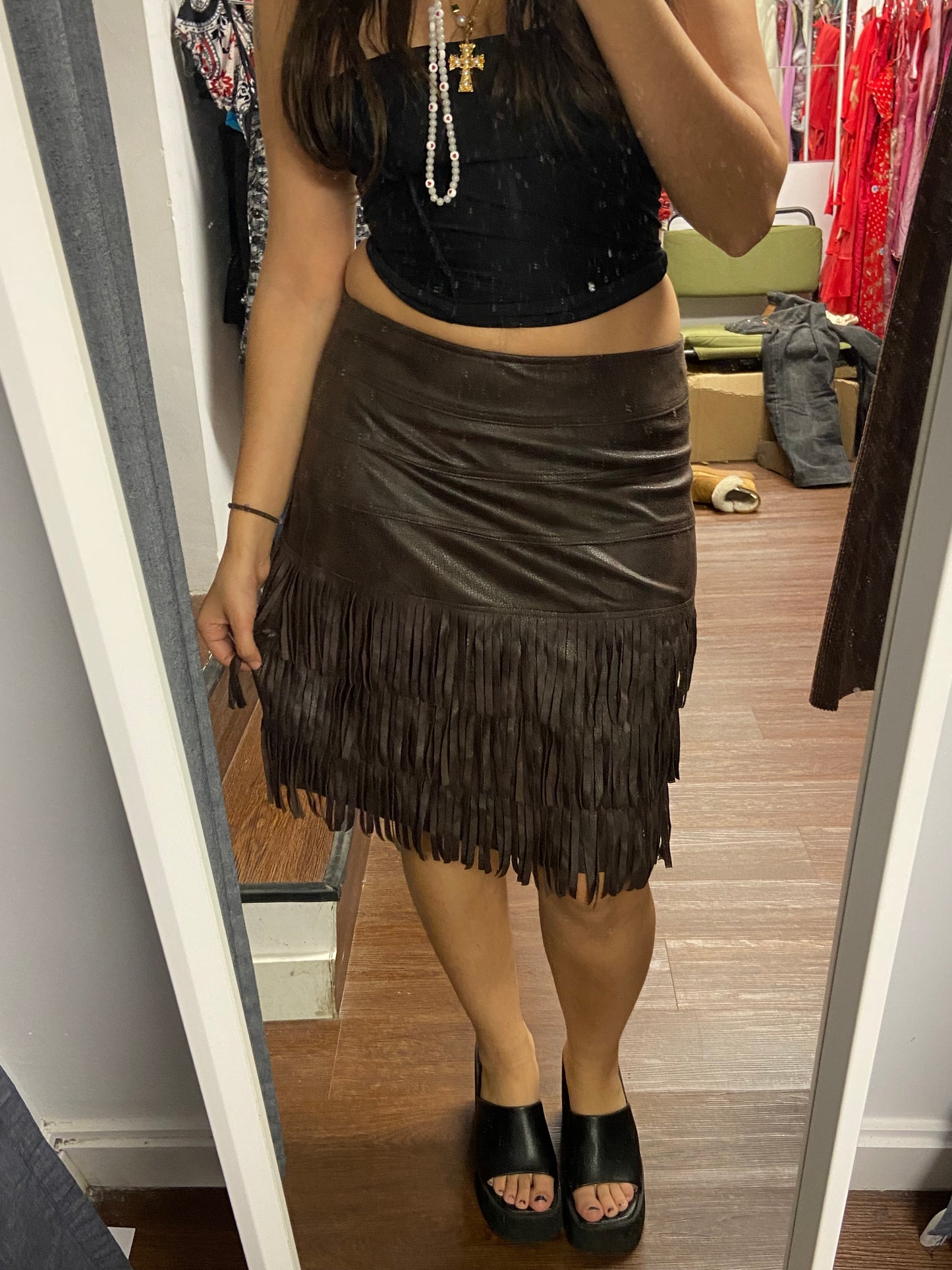 Amazing faux leather midi skirt size 40