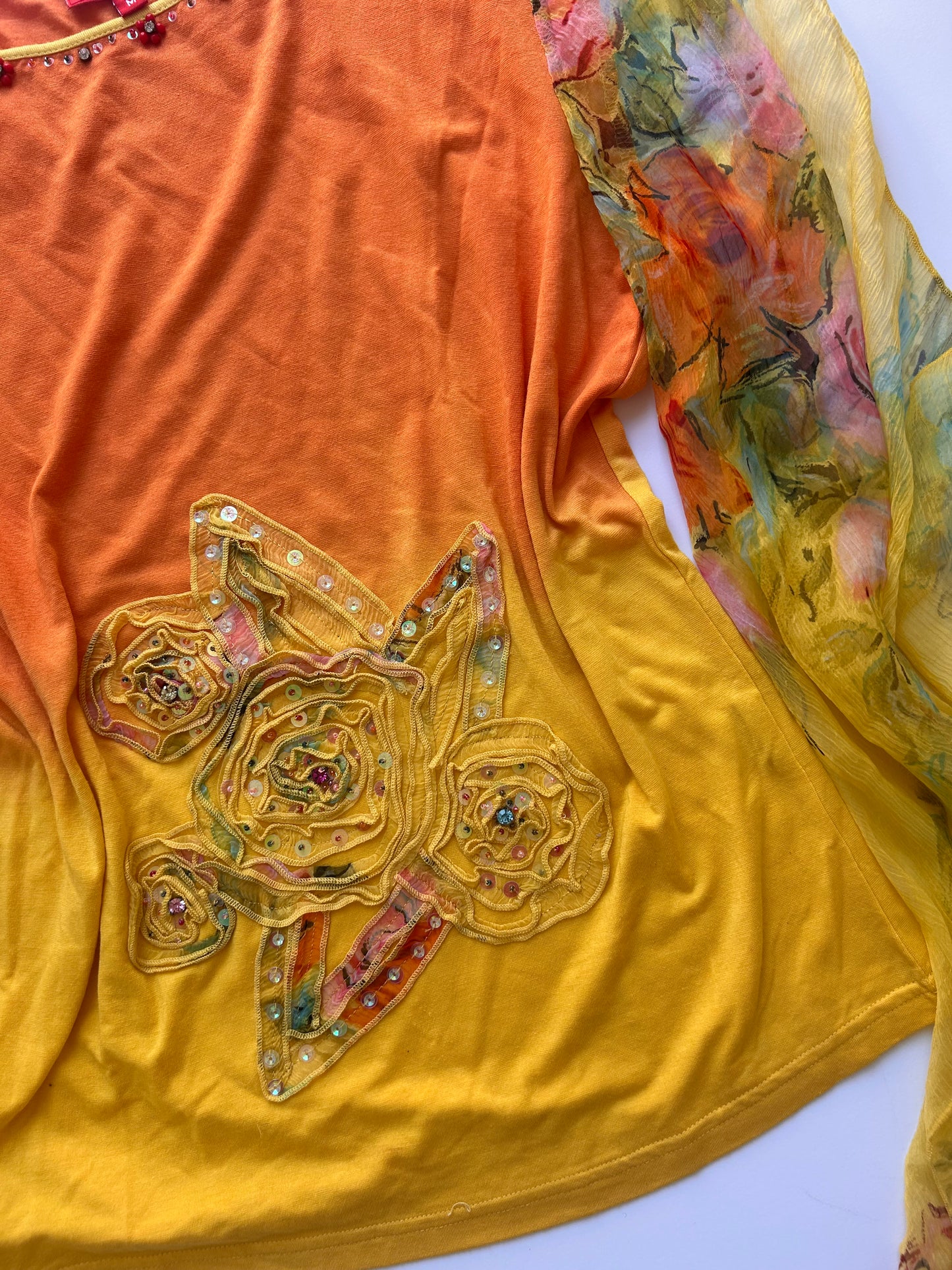 Adorable Multi Colour yellow-orange top with fairy details size M/L