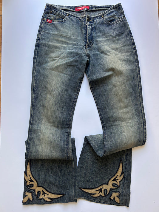 RARE Vintage Leather details miss sixty jeans size 34