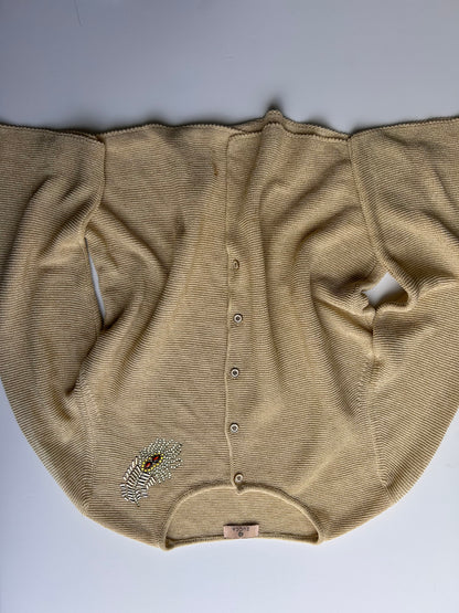 Adorable beige cardigan with bead detail size M
