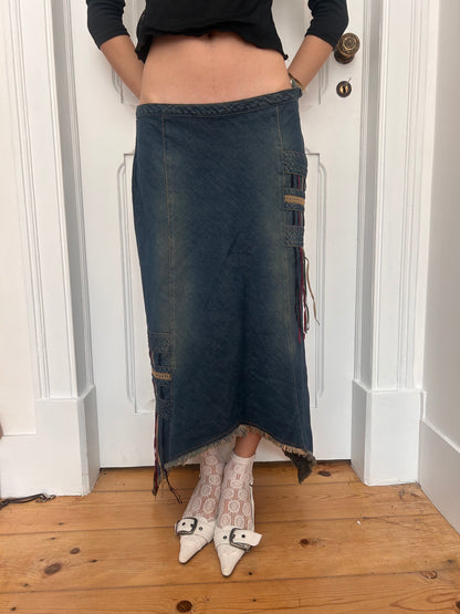 Vintage maxi dark fairy denim skirt size L