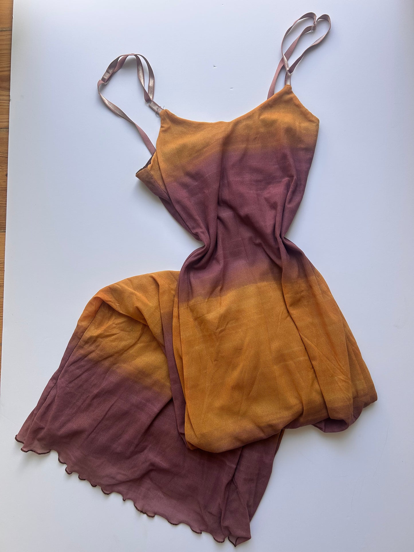 Adorable rusty pink and yellow maxi fairy dress size S