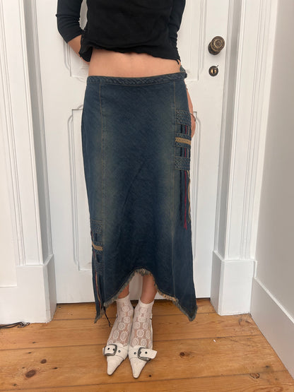 Vintage maxi dark fairy denim skirt size L