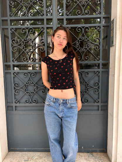 Adorable dark coquette top Size S