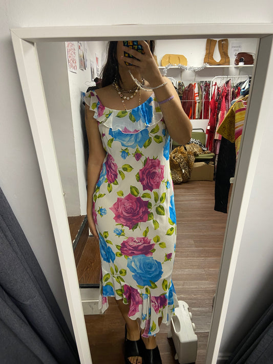 Iconic flower vintage maxi dress size M