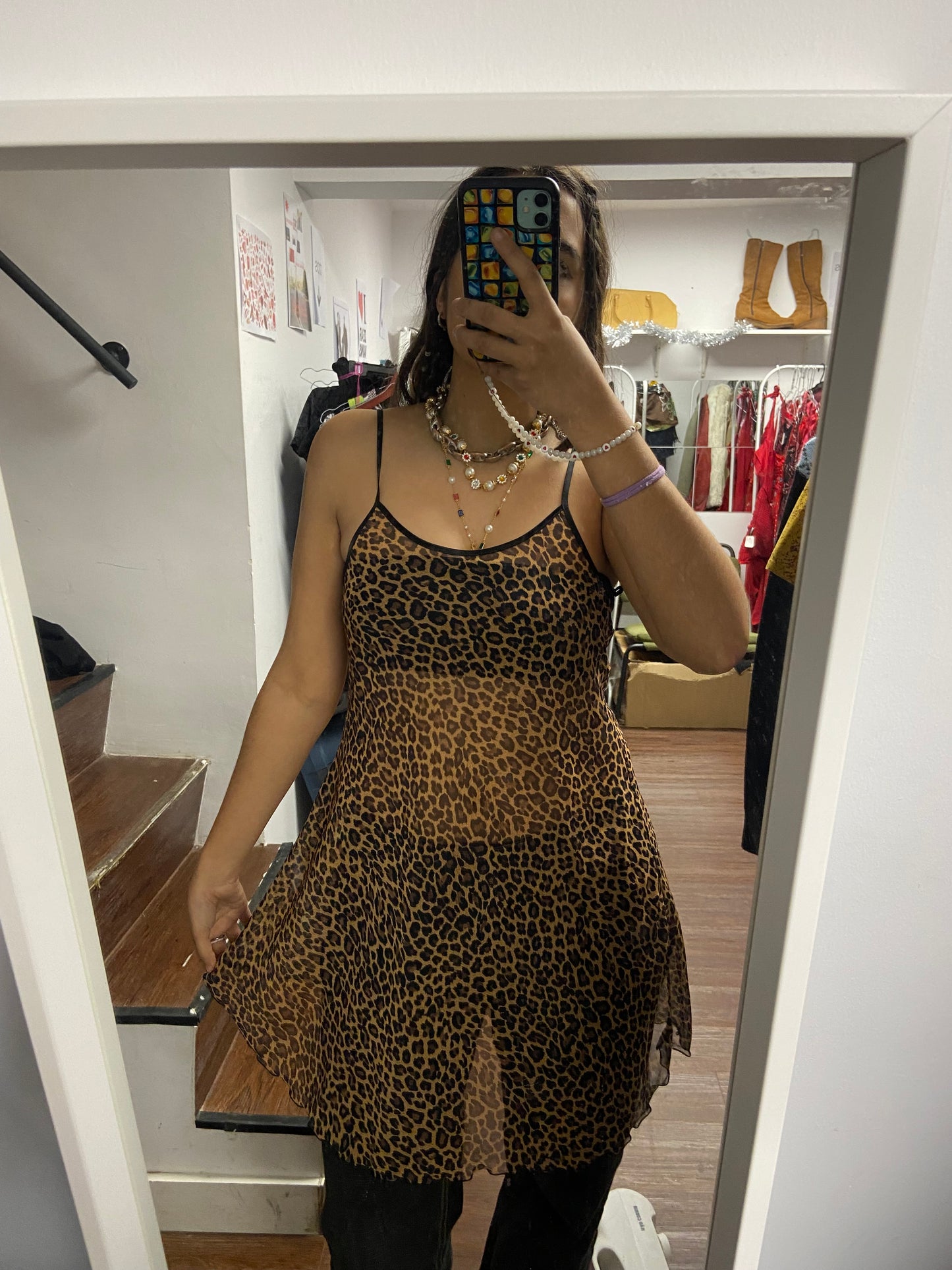 Perfect sheer cheetah print dress size M