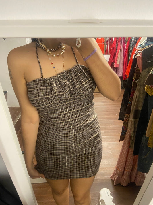 Plaid halter dress size S