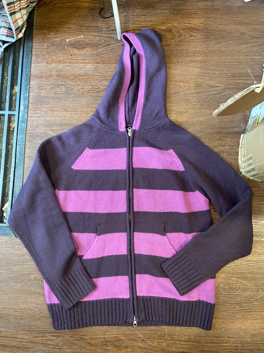 Iconic zip up stripped sweater jacket size M