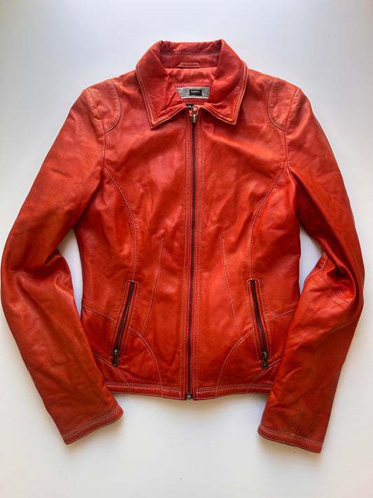 Iconic real leather red jacket size S