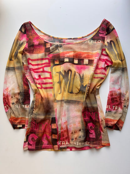 Adorable sheer graphic top size M/L