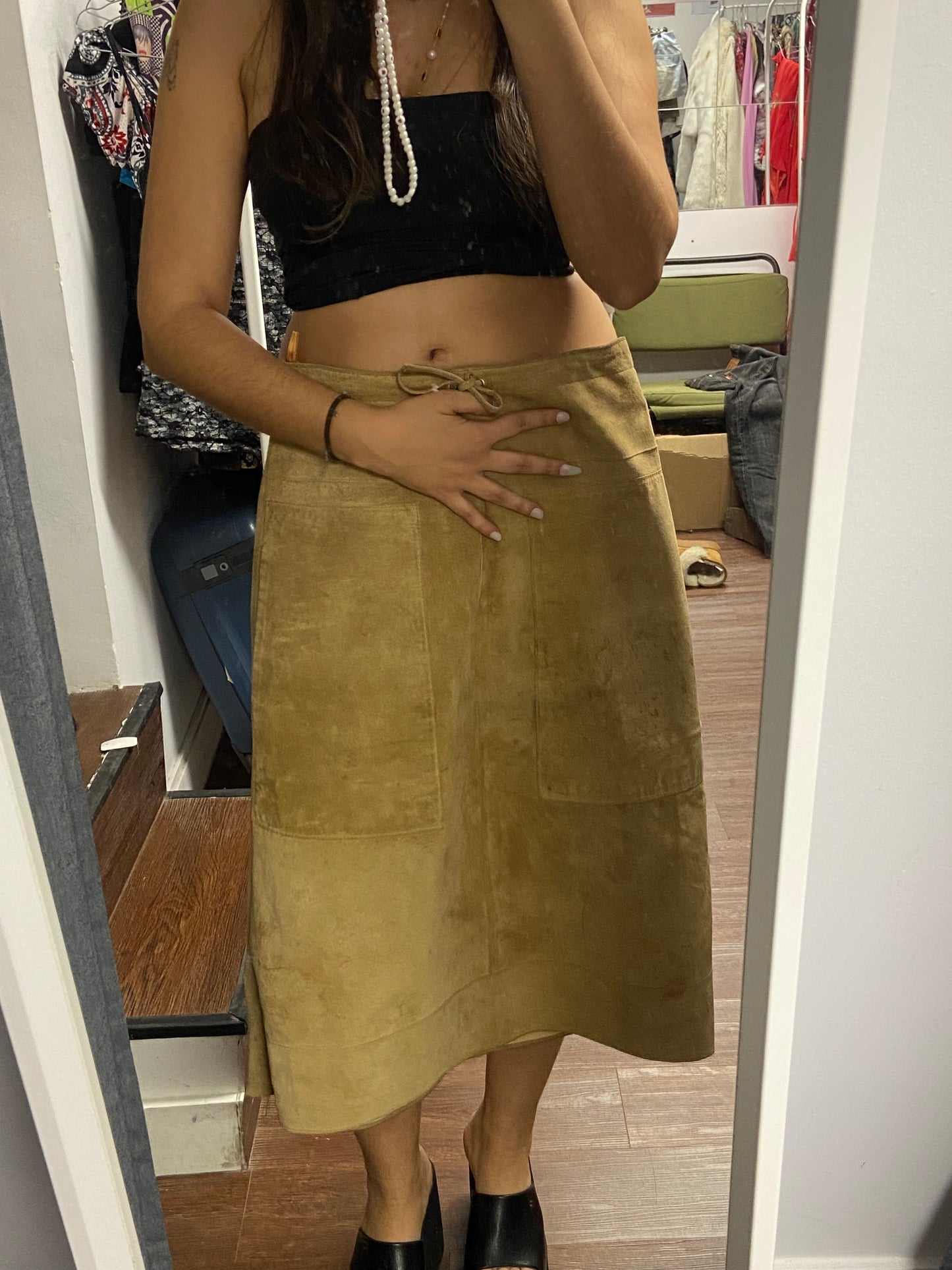 Faux maxi skirt beige size S/M