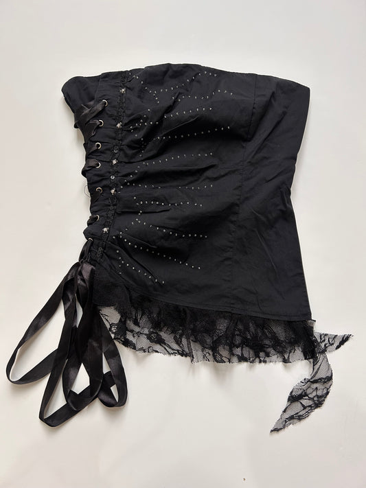 Adorable black corset top with lace detail XXS