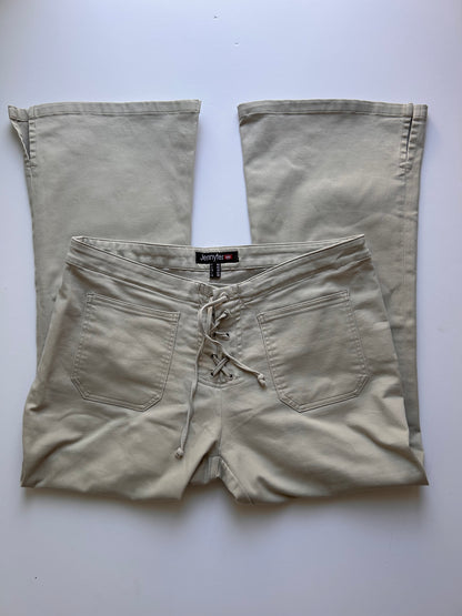 Adorable beige jeans with lace size S
