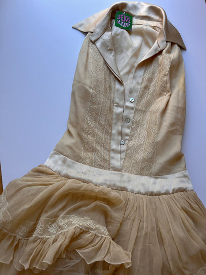 Beige vintage lace coquette dress size XS