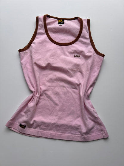 Adorable babypink Lois vintage tank top brown details size XS