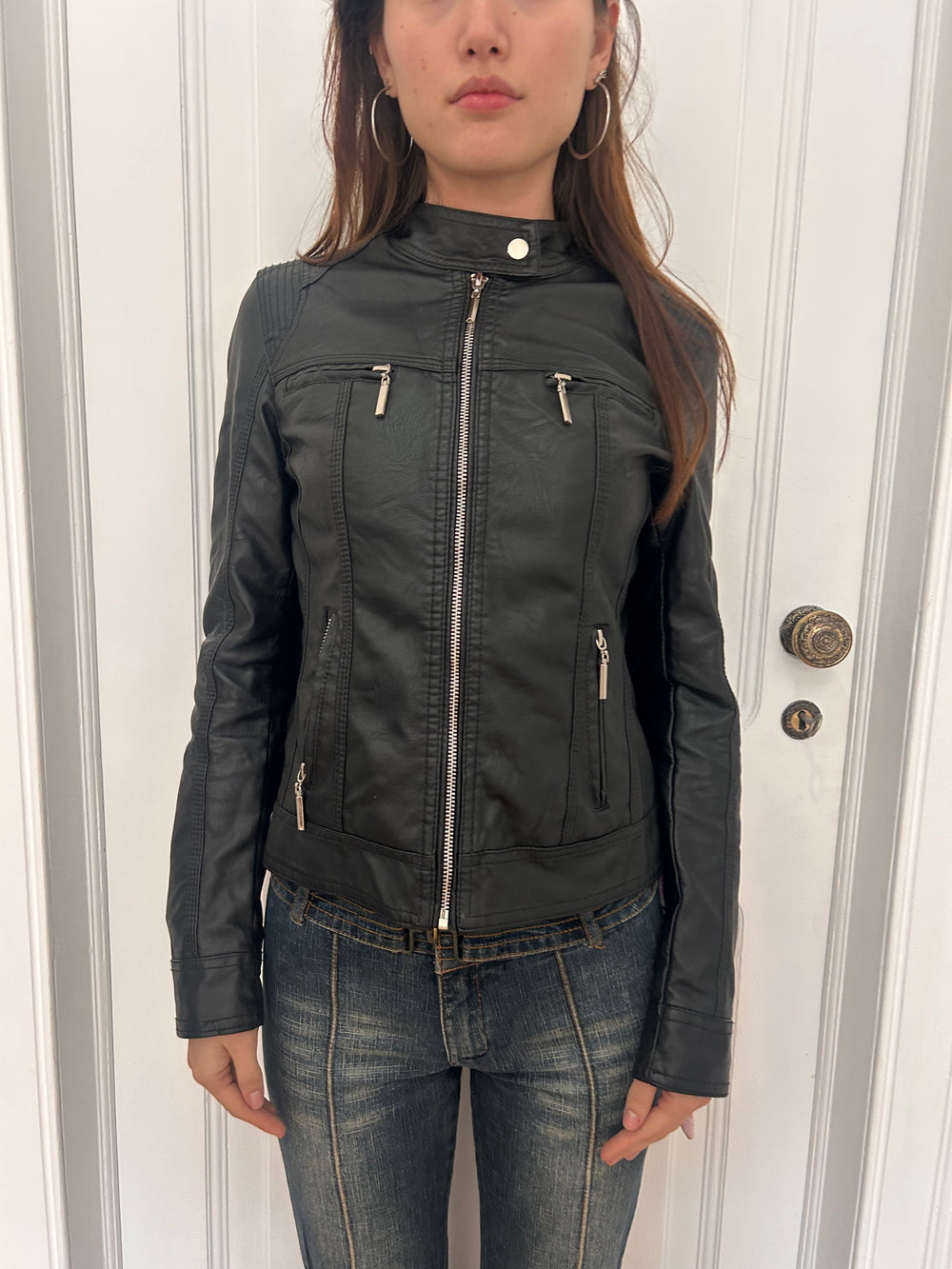 Faux leather jacket size 36 motor style