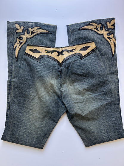 RARE Vintage Leather details miss sixty jeans size 34