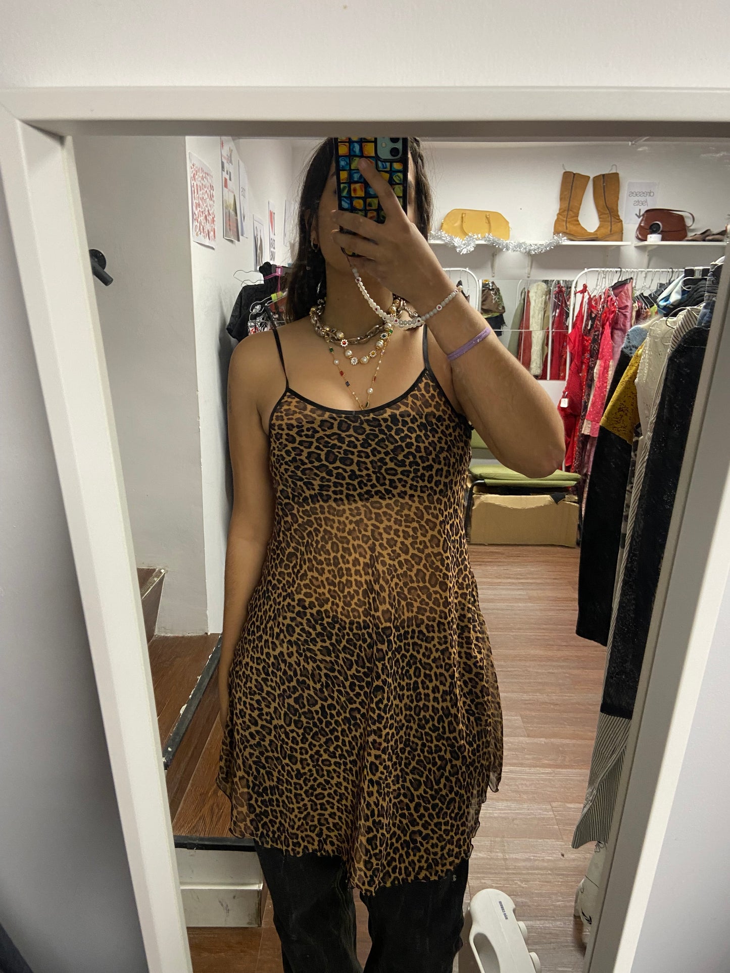 Perfect sheer cheetah print dress size M