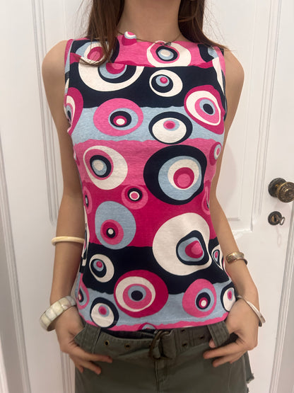 Adorable funky print 80s groovy style top size M