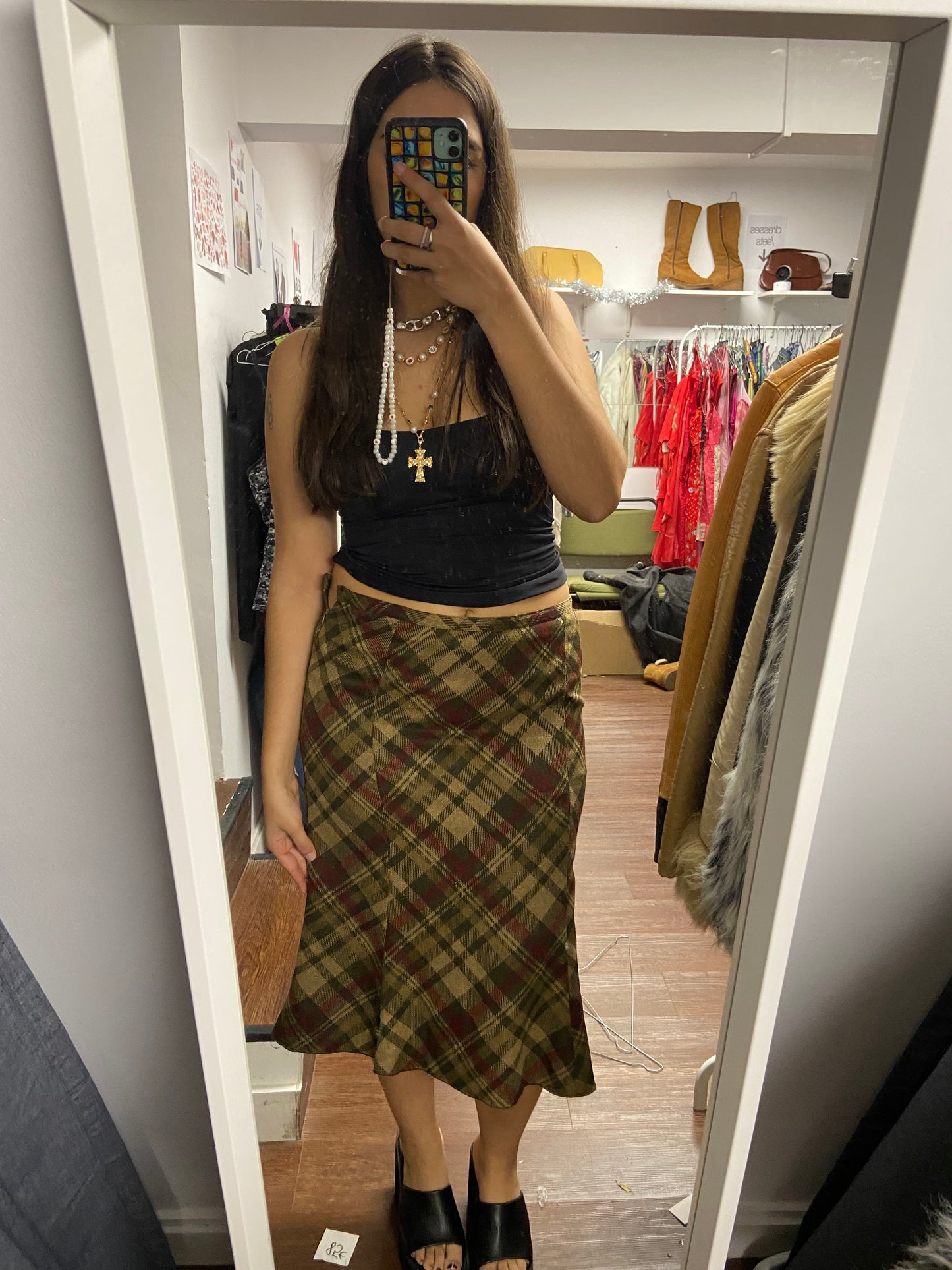 Perfect 90s plaid midi skirt size 38