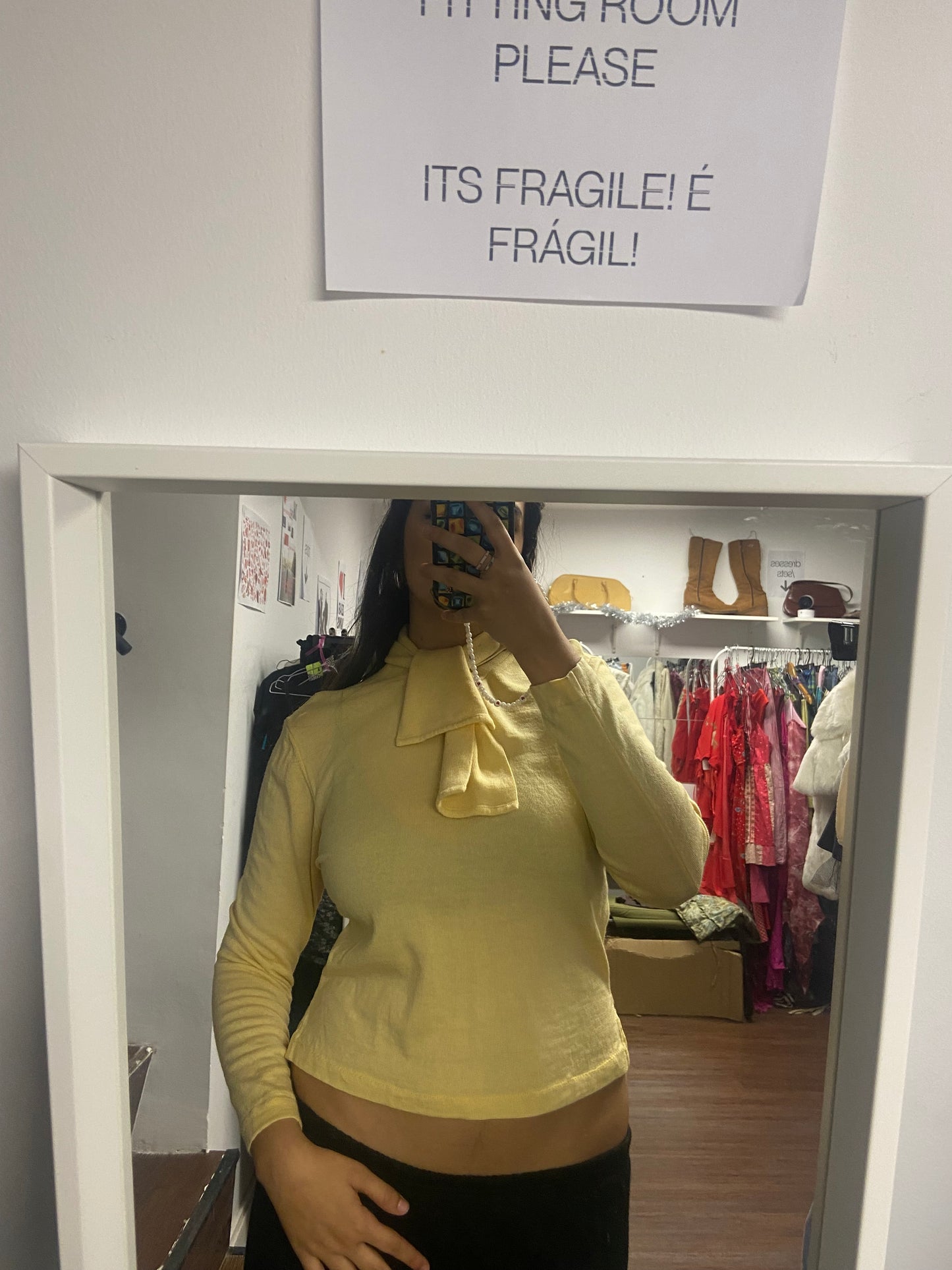 Perfect yellow sweater top with bow detail size S