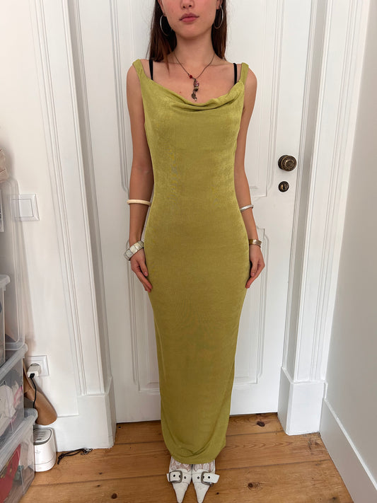 Adorable light green long dress low back size S
