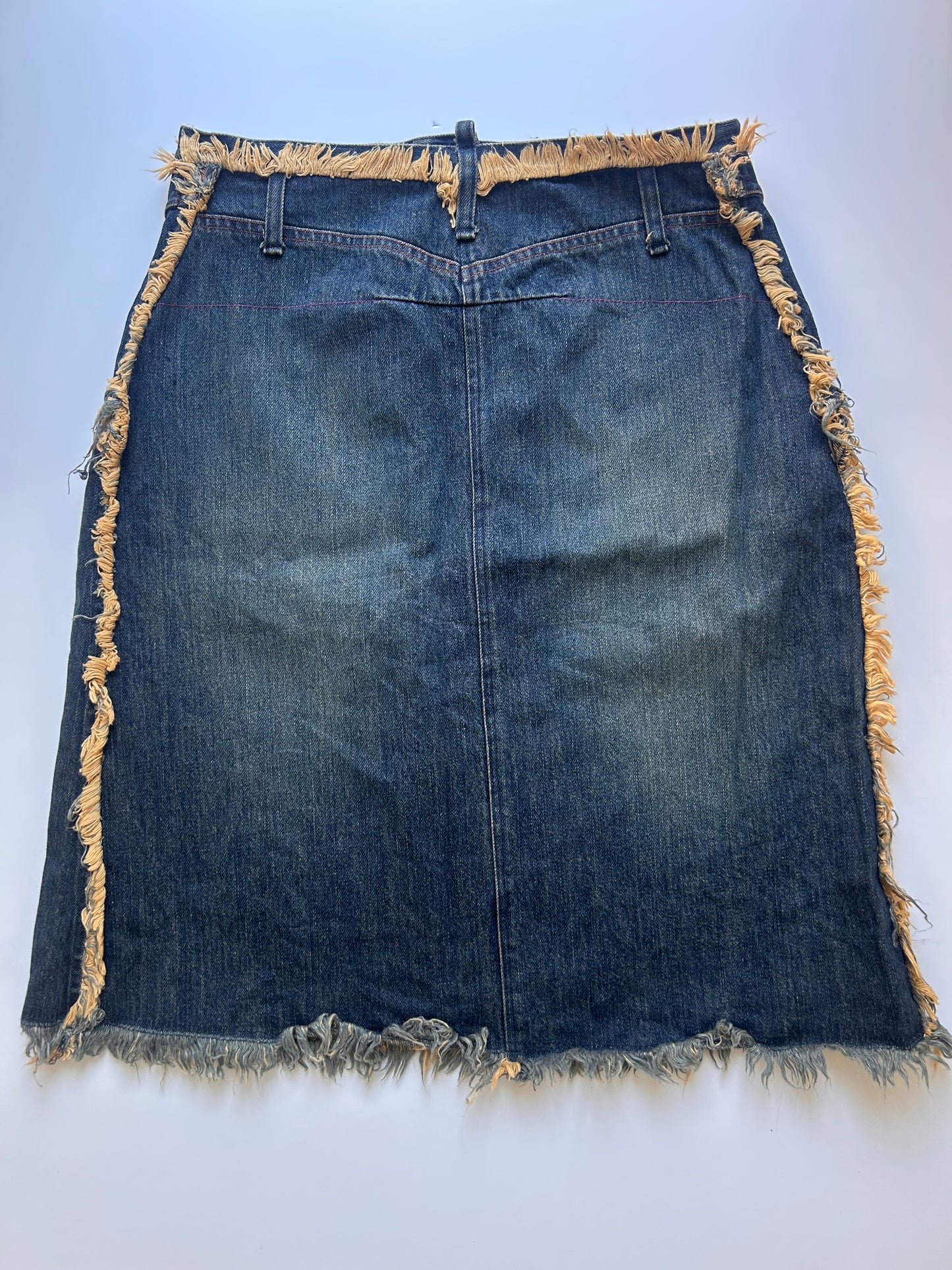 Denim midi skirt with beige details size M
