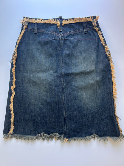 Denim midi skirt with beige details size M