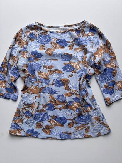 Vintage 90s blue flower top size S